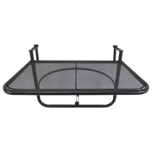 Table suspendue pour balcon dim. 60L x 56,5l cm hauteur réglable 3 niveaux métal époxy noir