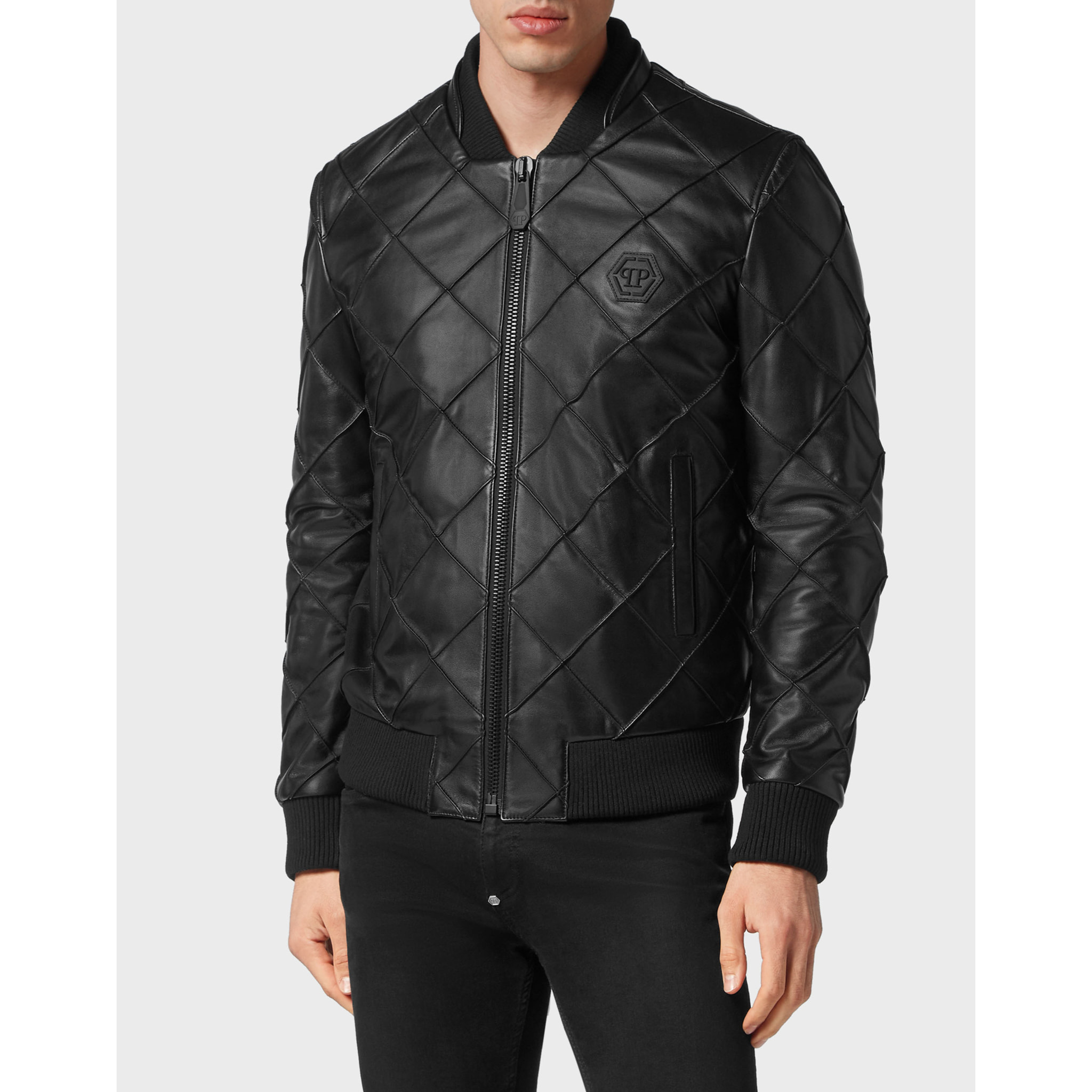 PHILIPP PLEIN Bomber de cuero STATEMENT