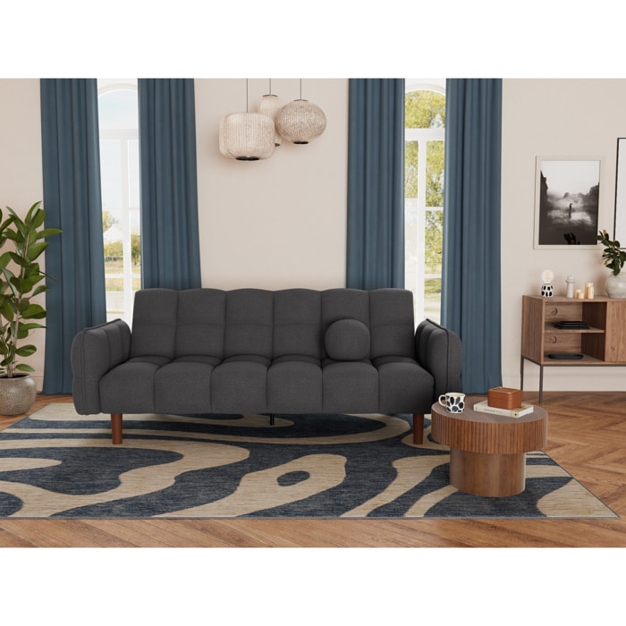 Adam - Canapé convertible clic-clac 2 places bubble en tissu texturé - Gris foncé