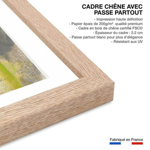 Poster boutons d'or Affiche + cadre en bois - Chêne
