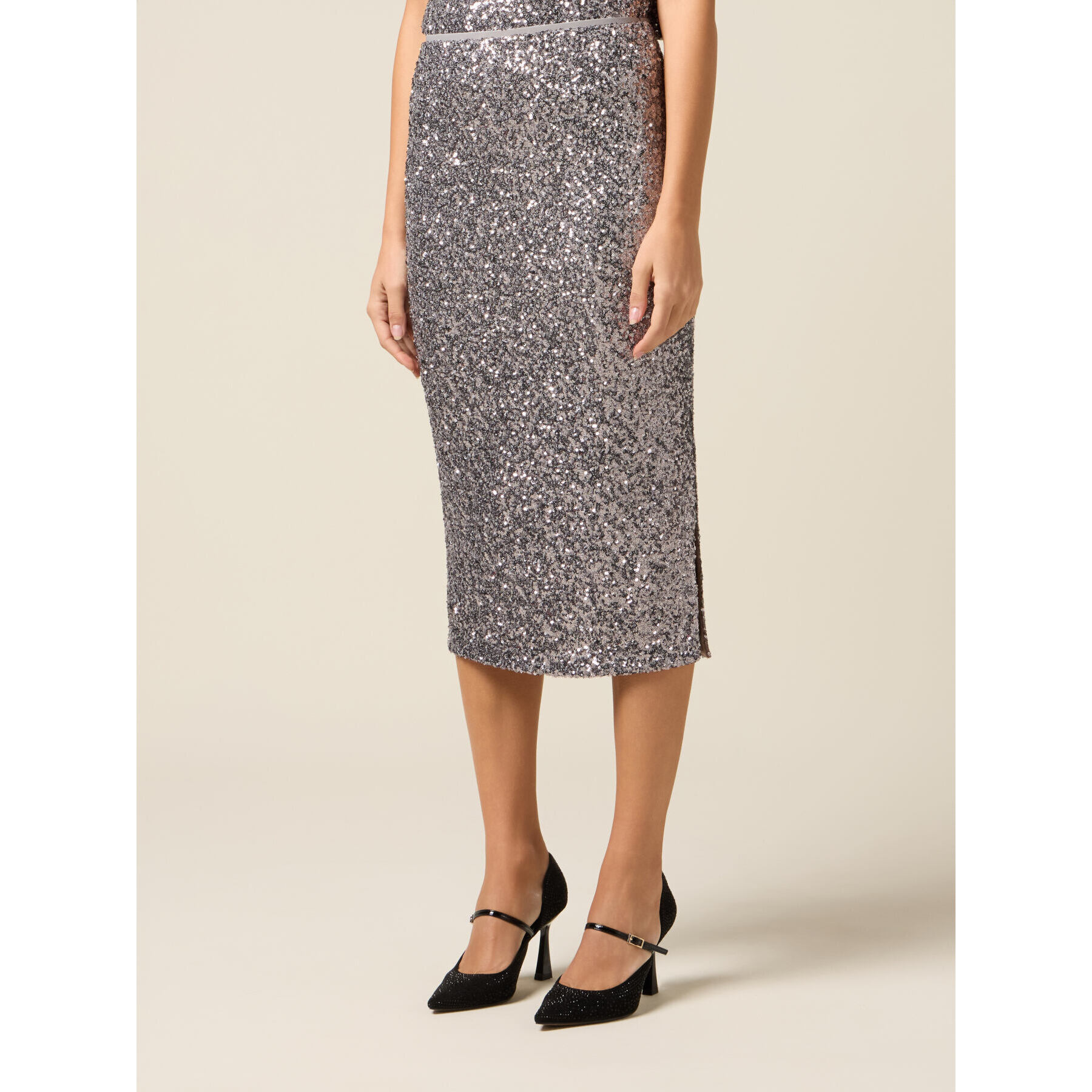 Oltre - Falda tubo de lentejuelas - Argento