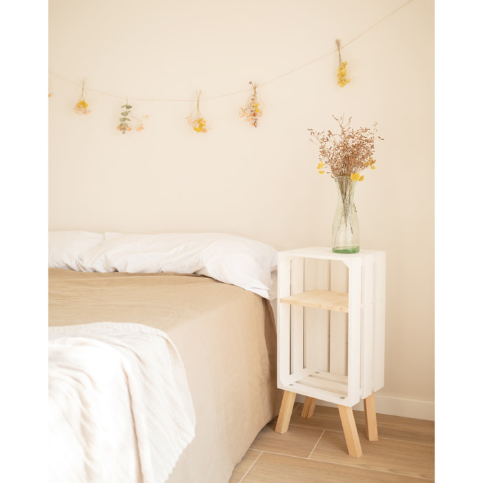 Table de chevet en bois massif blanc 66x26cm Hauteur: 66 Longueur: 25.5 Largeur: 29.5