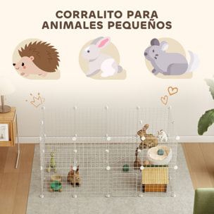 Valla Metálica para Mascotas de 36 Paneles, Jaula para Animales Pequeños, Forma Personalizable, Jaula para Conejos, Cobayas, Chinchillas, Gatitos, 146x73x73 cm, Blanco
