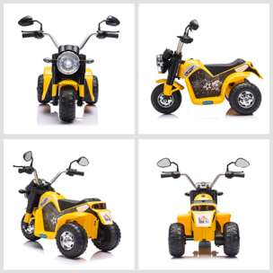 Moto Eléctrica para Niños 18-36 Meses con 3 Ruedas Batería 6V y Bocina Amarillo