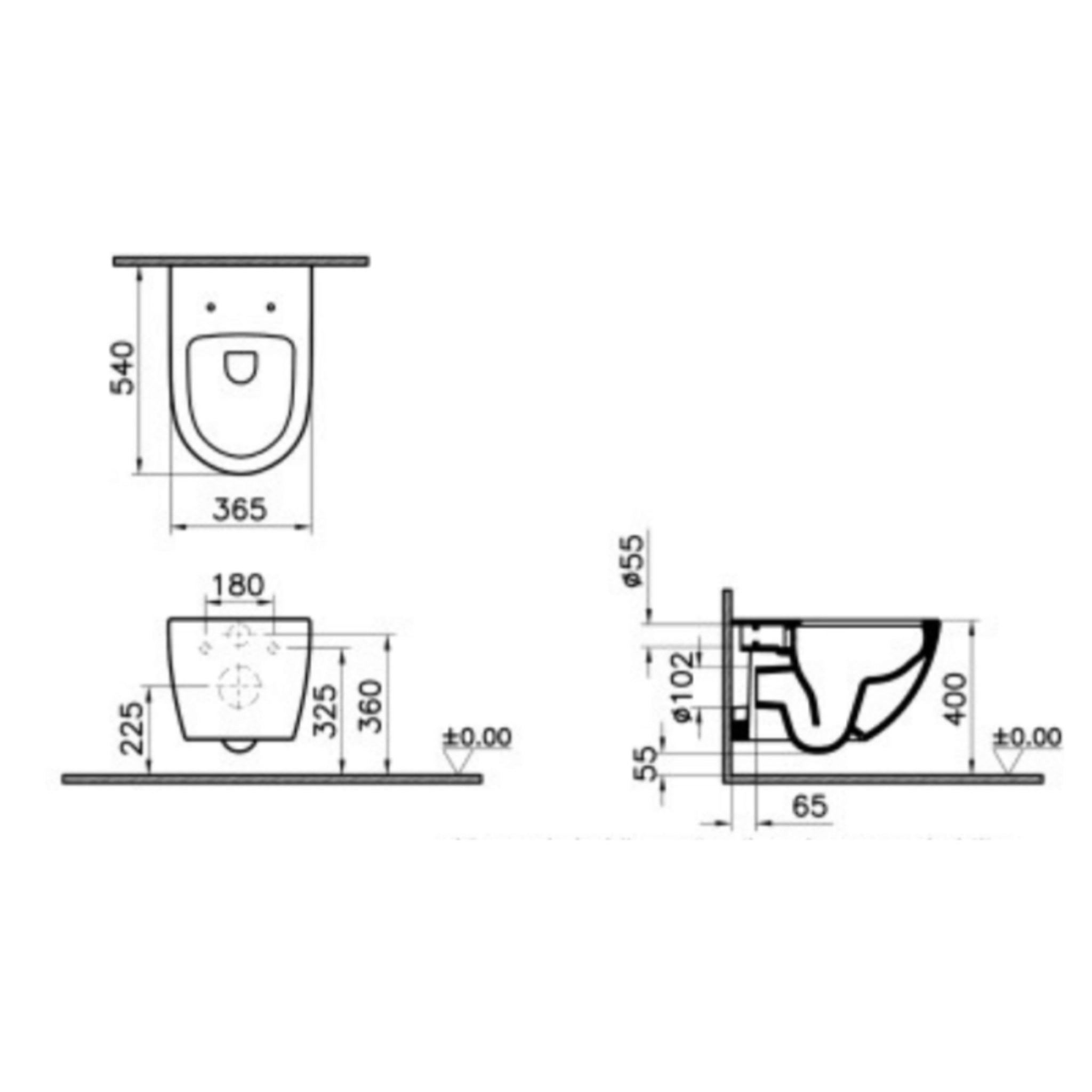 Cuvette WC suspendu sans bride Sento blanc mat + abattant frein de chute