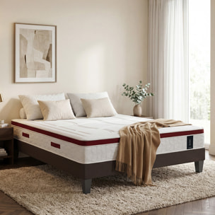Matelas Hybride HARMONIE Ressorts Ensachés & Mémoire de Forme, 27 cm, Soutien Ferme, 4 Poignées, Garantie 10 ans