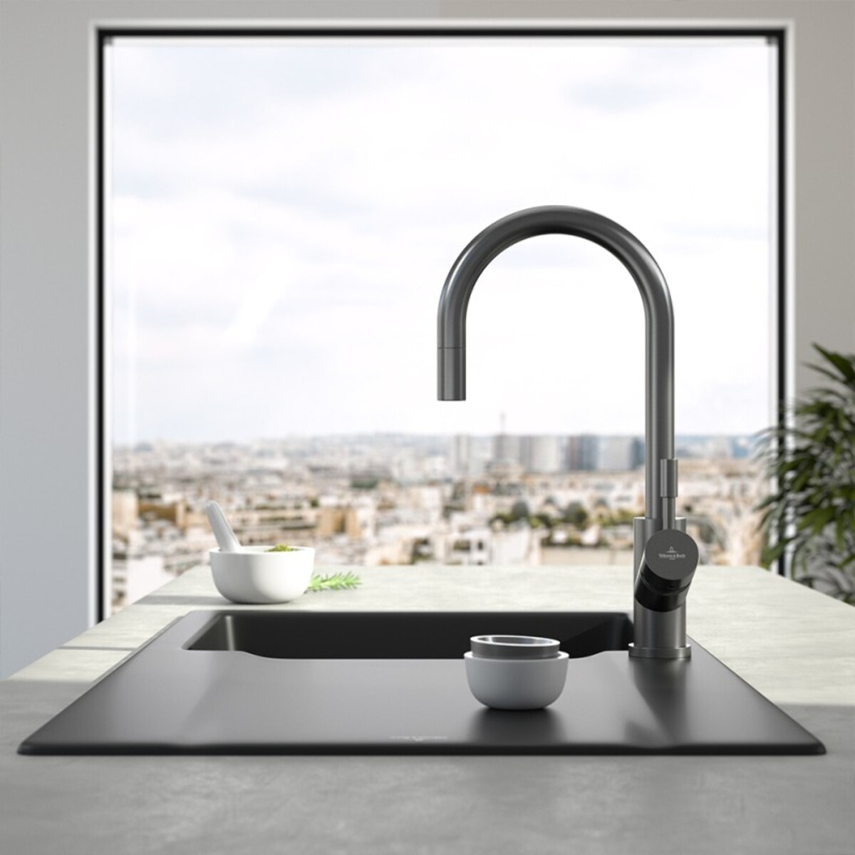 Robinet cuisine Umbrella flex anthracite