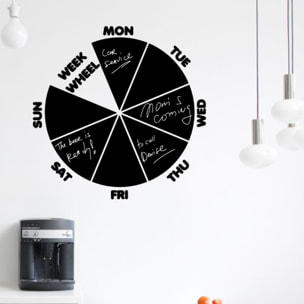 Sticker ardoise tableau noir - stickers muraux adhésif effaçable - CALENDRIER ROUE HEBDOMADAIRE