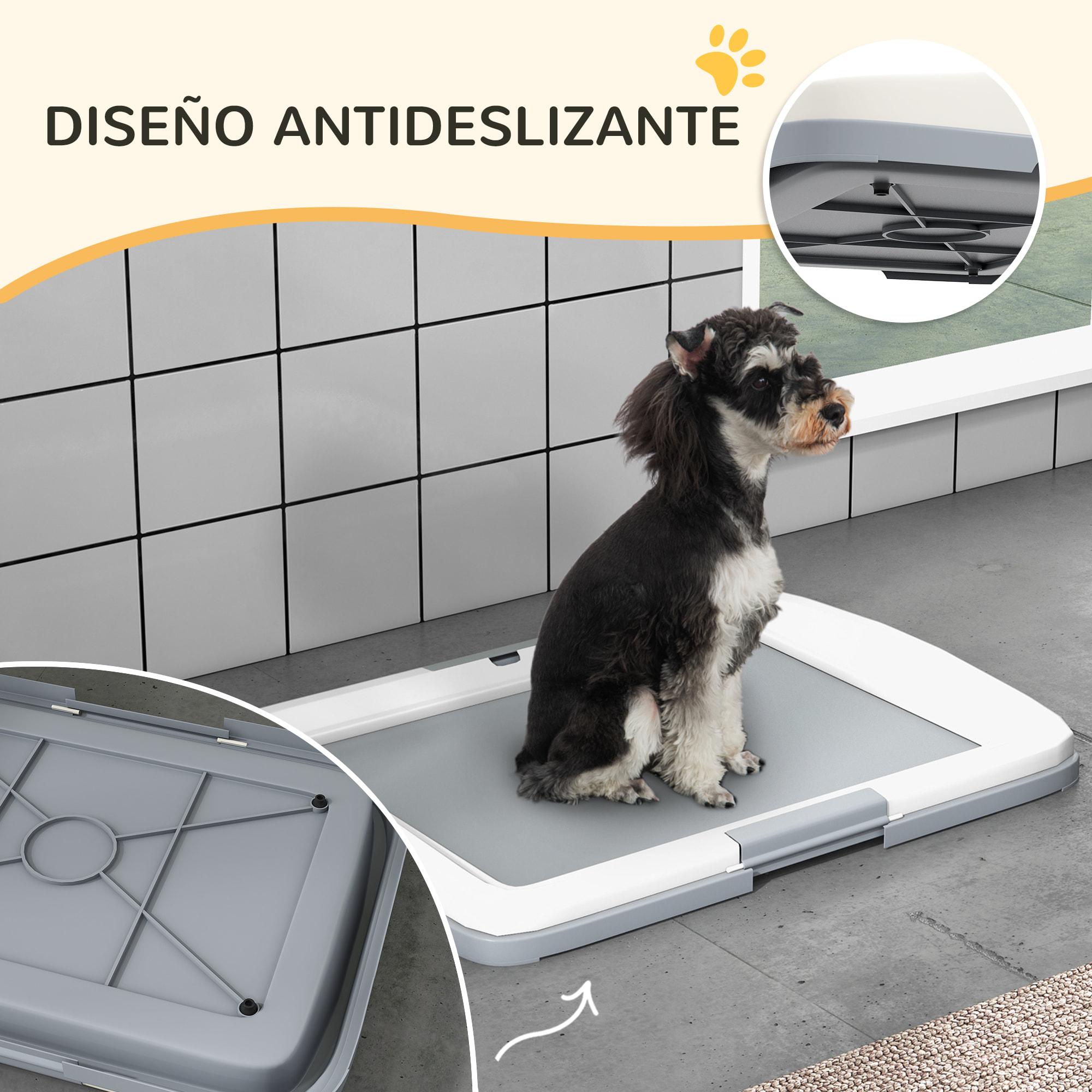 Inodoro para Perros Arenero para Perros con Bandeja para Entrenamiento de Cachorros en Exterior e Interior 63x48,5x6 cm Gris