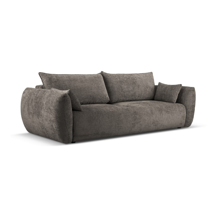Canapé convertible avec coffre de rangement "Matera" 3 places en chenille gris