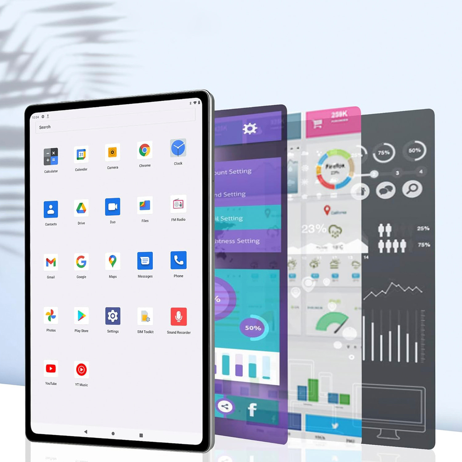 DAM Tablet 4G WiFi. SO Android 13. Pantalla 10,3'' resolución 2K. UNISOC T616, Octa-core ARM-Cortex 6GB RAM + 128GB. Doble cámara 5 + 13mpx. 24,3x0,82x16,2 Cm. Color: Negro