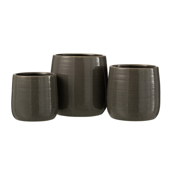 J-Line cache-pot Uni - céramique - gris - large - Ø 16.5 cm