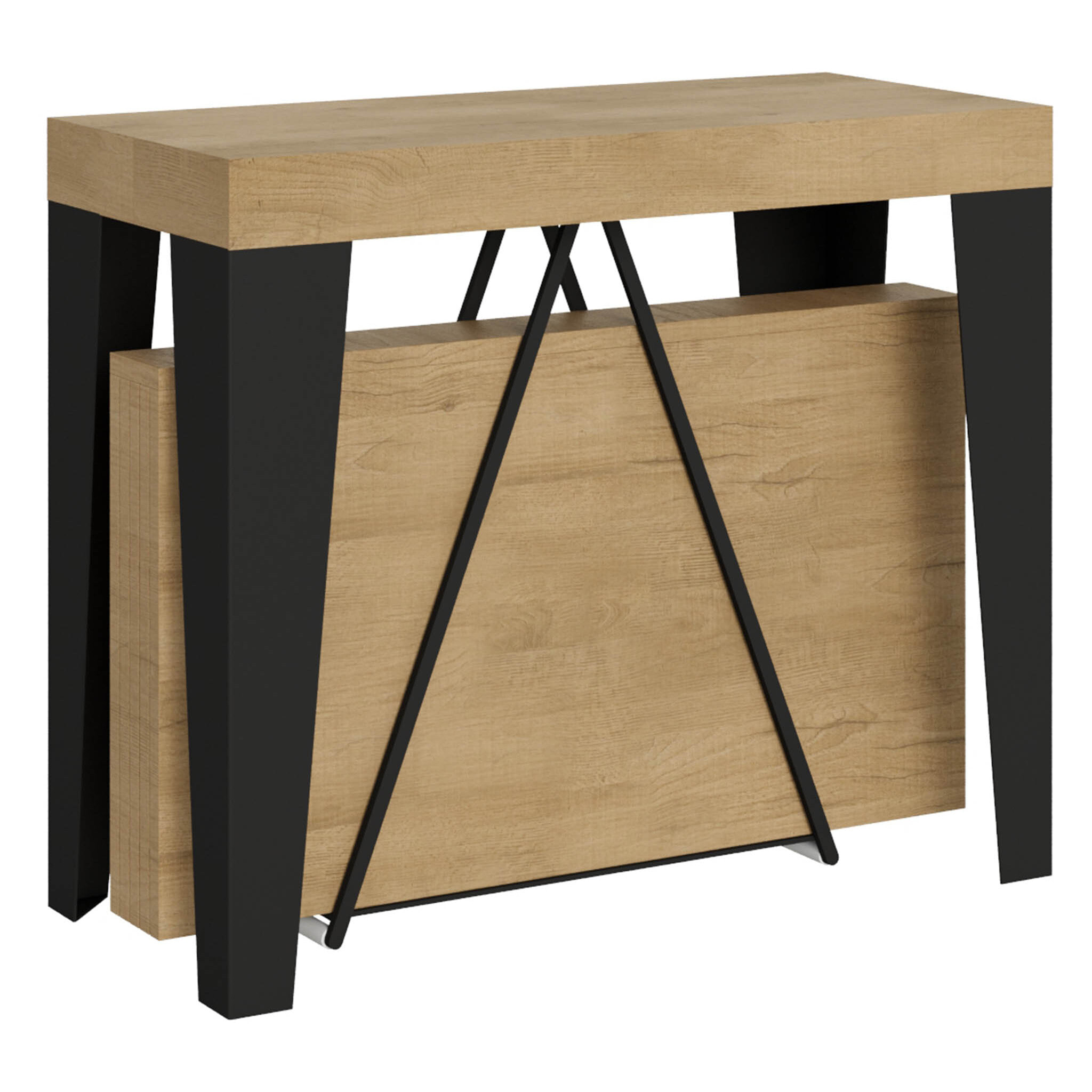 Console extensible 90x40/196 cm Algo Small chêne nature cadre anthracite