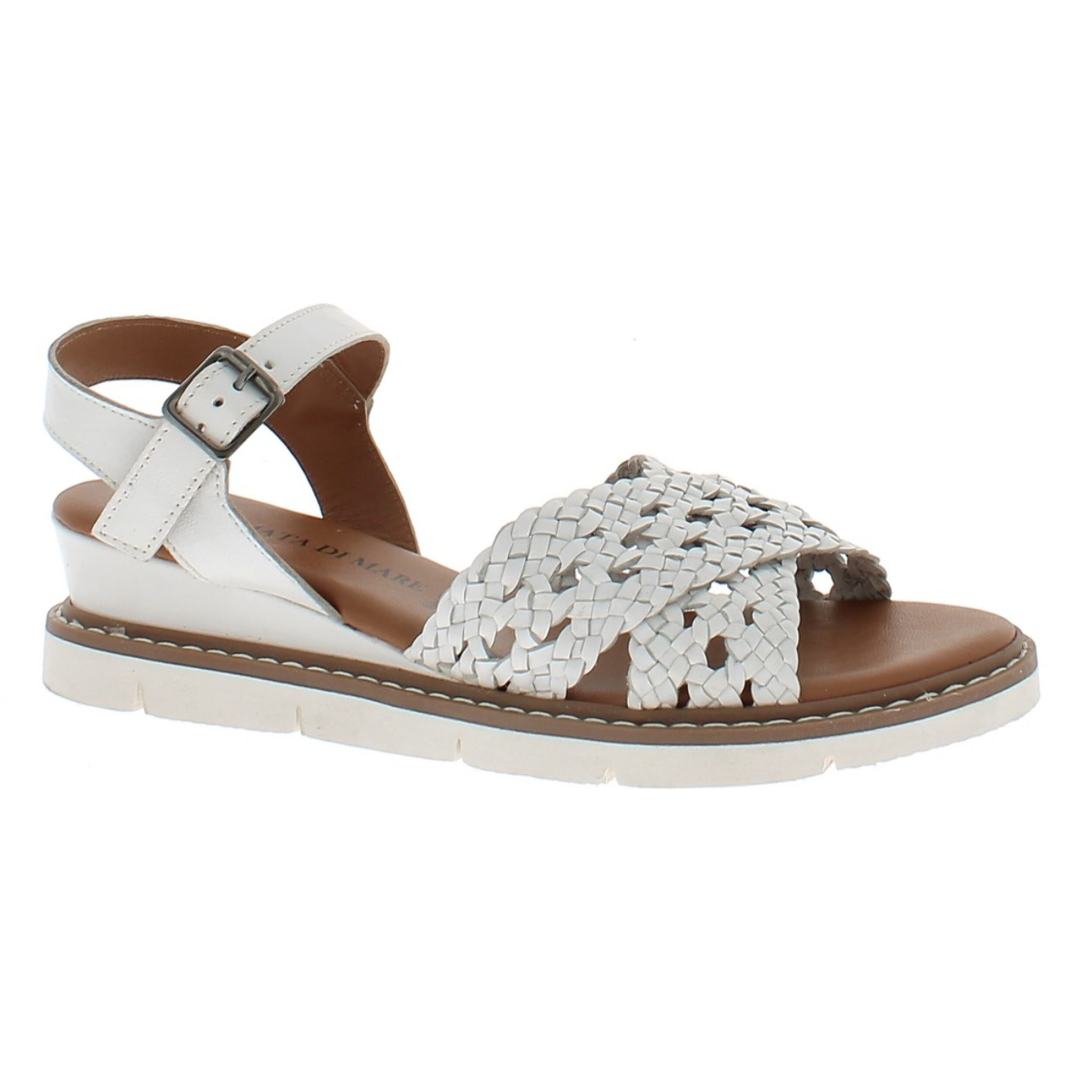 Armata di Mare Scarpe Donna Sandalo in Pelle Incrociato con Cinturino Laterale AMD 1V3742 White