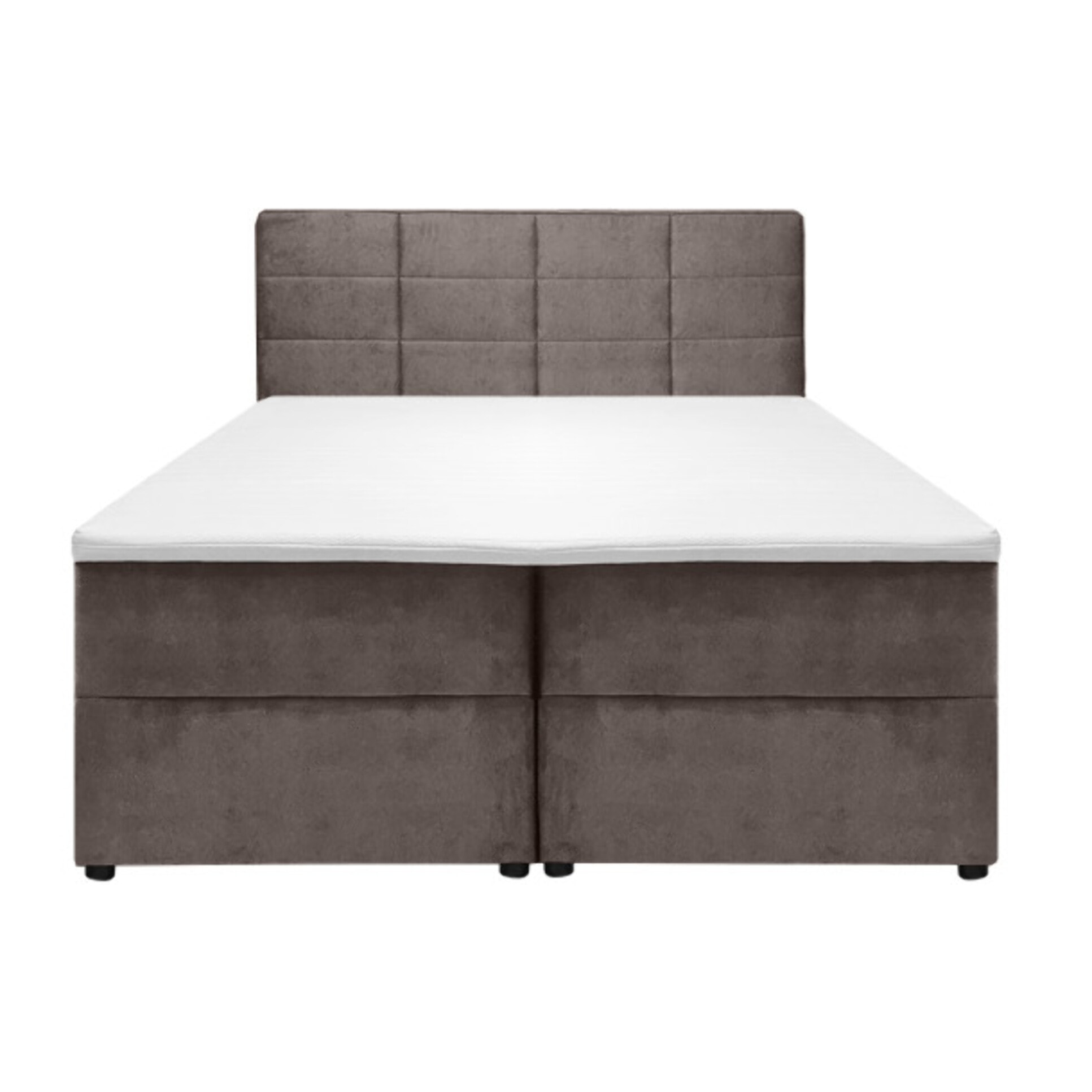 Lit boxspring complet en velours gris ou taupe 180x200 - GENEVE