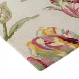 Tapis salon et chambre fait main en laine motif floral WANI