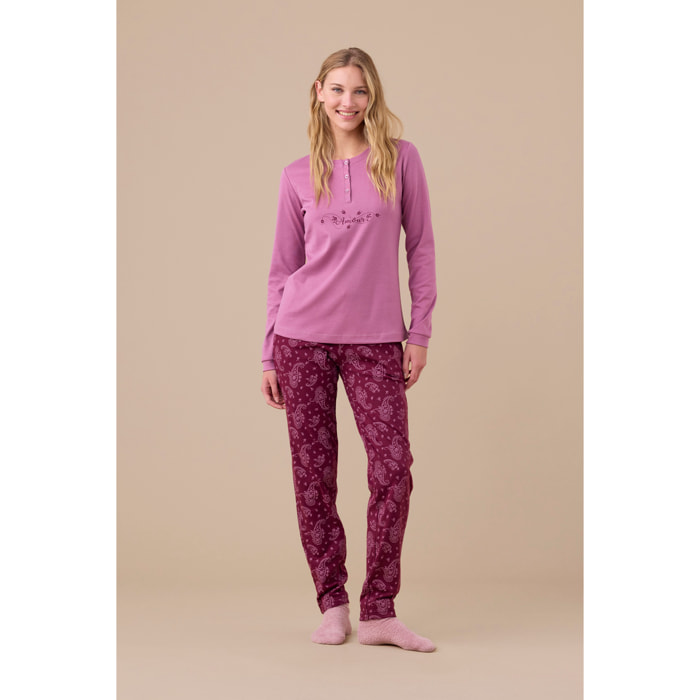 Pigiama donna invernale in caldo cotone articolo cachemire. Noidinotte