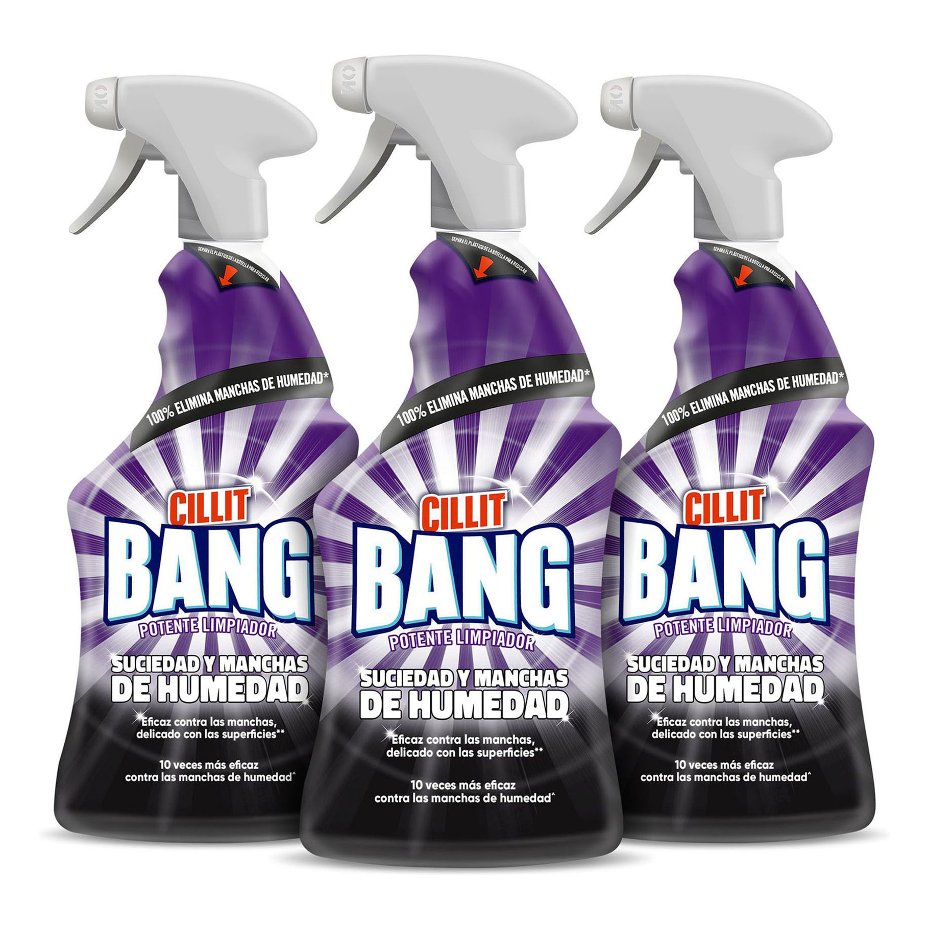 Cillit Bang - Spray Suciedad y Manchas de Humedad, para baño 750ml, Pack 3x750ml