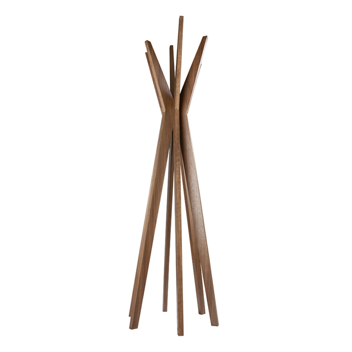 Perchero madera chapada en nogal 50x50x190cm