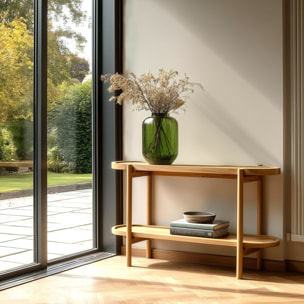 AMY - Console en mindi avec tablette supérieure en rotin naturel AMY