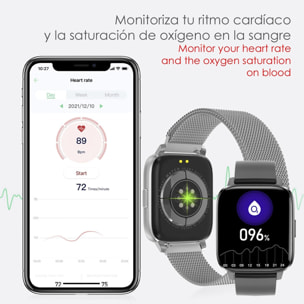 DAM Smartwatch DTX MAX con múltiples modos deportivos, acceso asistente voz, Widgets. Monitor de oxígeno en sangre y cardiaco.