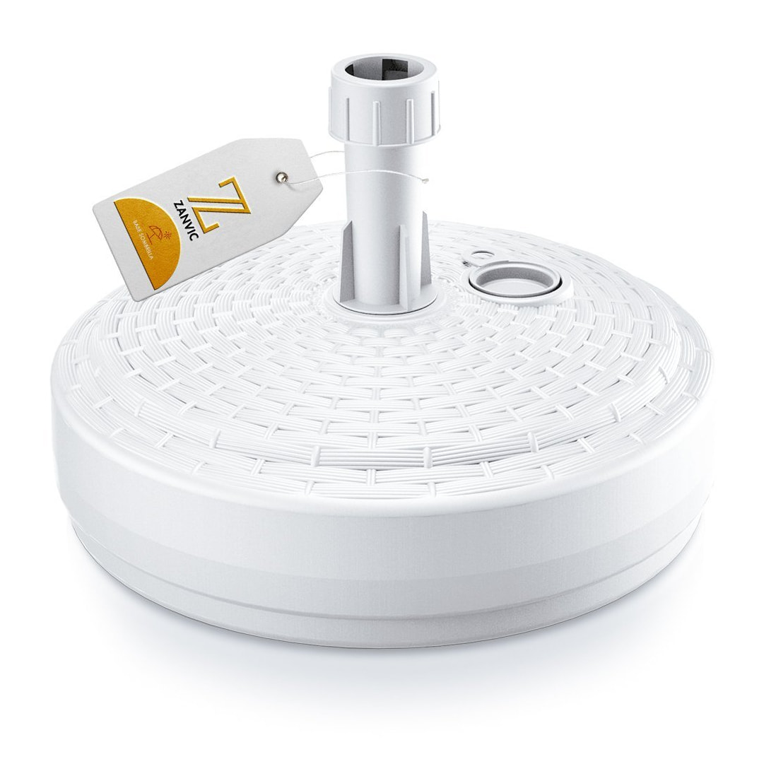 Base de sombrilla de polietileno de 18 kg 39 x 39 x 13 cm en color blanco