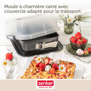 Set pâtisserie moule à charnière carré 23 cm avec couvercle, 2 bols à mixer, verre mesureur et spatule Zenker