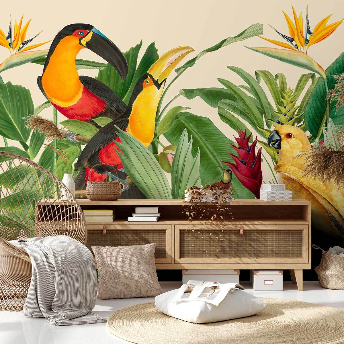 Papier peint jardin d'oiseaux Intissé