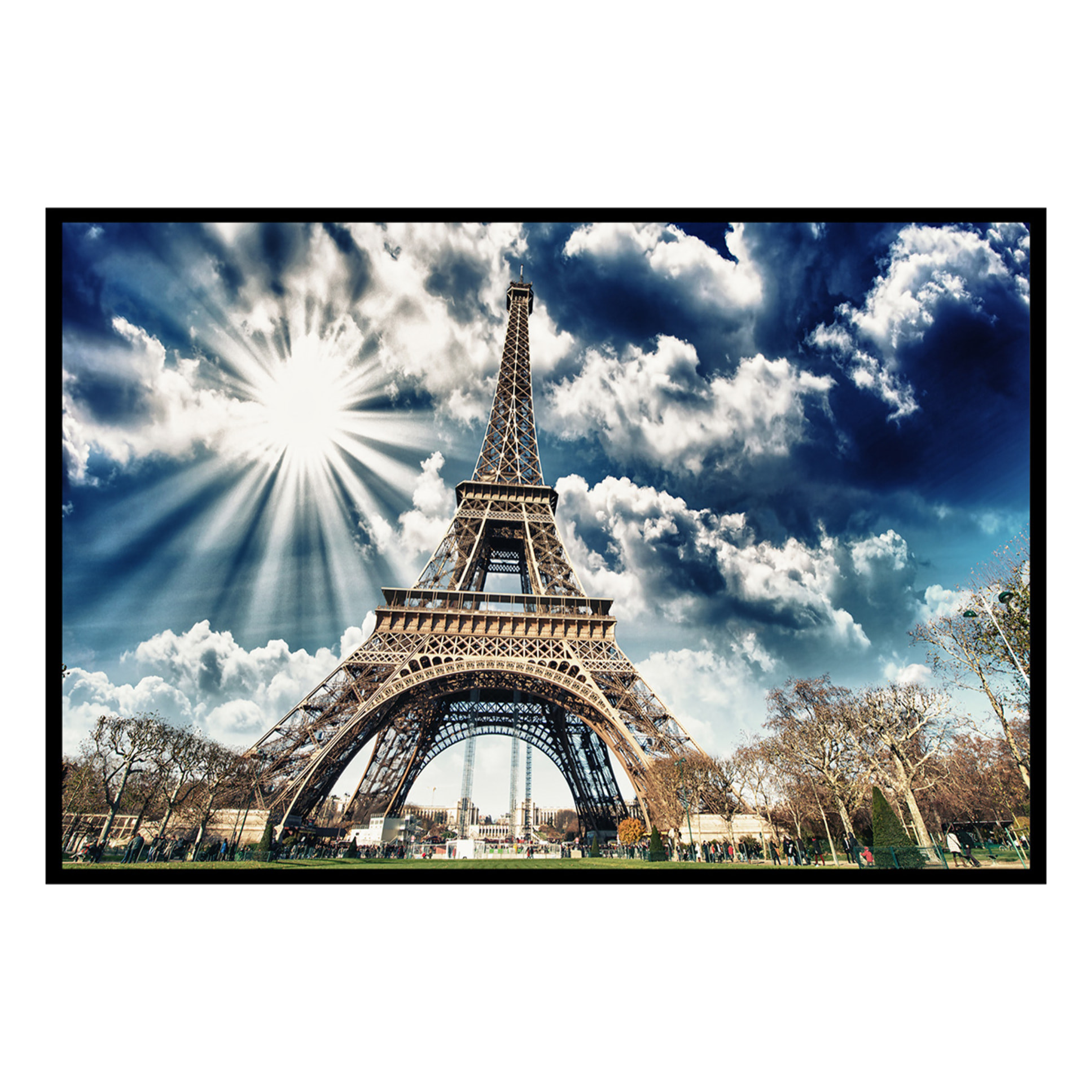 Affiche encadrée tour Eiffel sous un ciel dramatique Affiche + cadre en métal - Noir