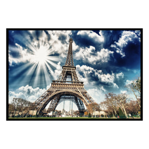Affiche encadrée tour Eiffel sous un ciel dramatique Affiche + cadre en métal - Noir