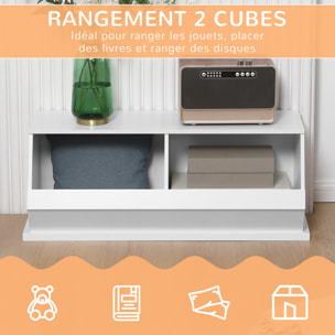 Meuble de rangement 2 casiers - dim. 90L x 36l x 35H cm - MDF blanc