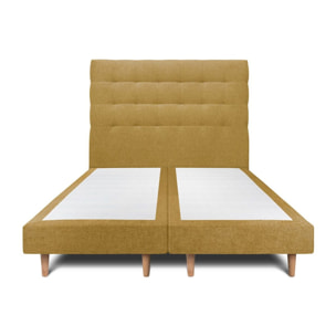 Lit avec tête de lit capitonnée tissu et sommier tapissier Ep14