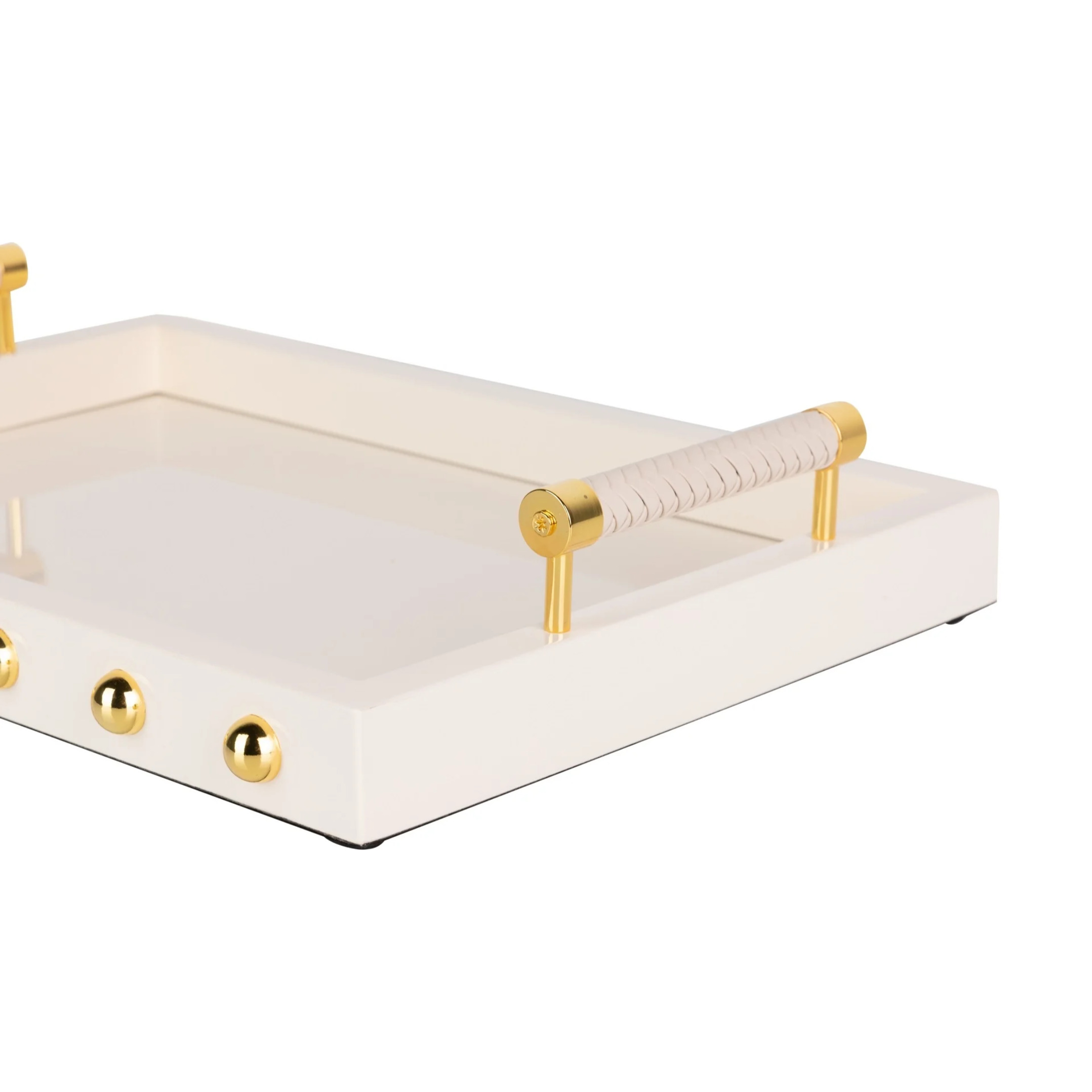 Bandeja Mdf / Acero Inox Beige 45x31x9 Cm