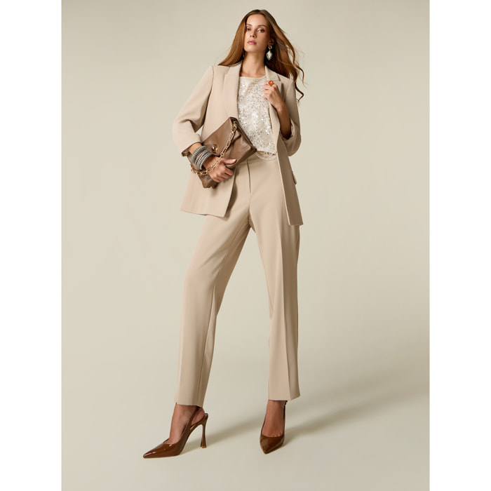 Oltre - Pantalones formales con raya marcada - Beige