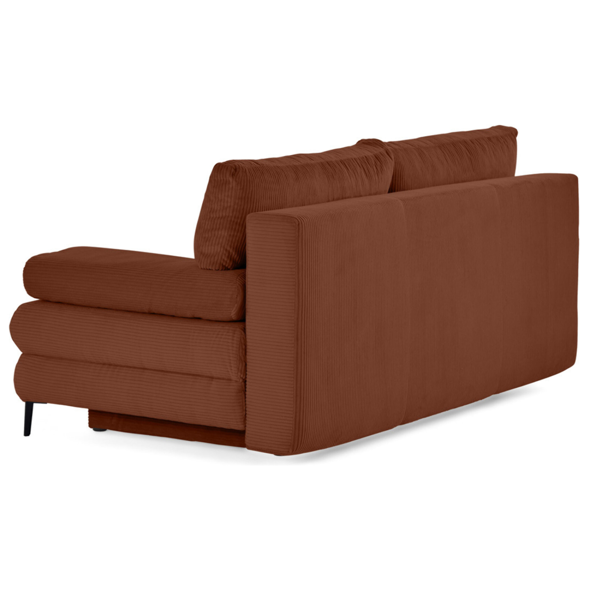 Elton - canapé 3 places convertible avec coffre en velours côtelé - Terracotta