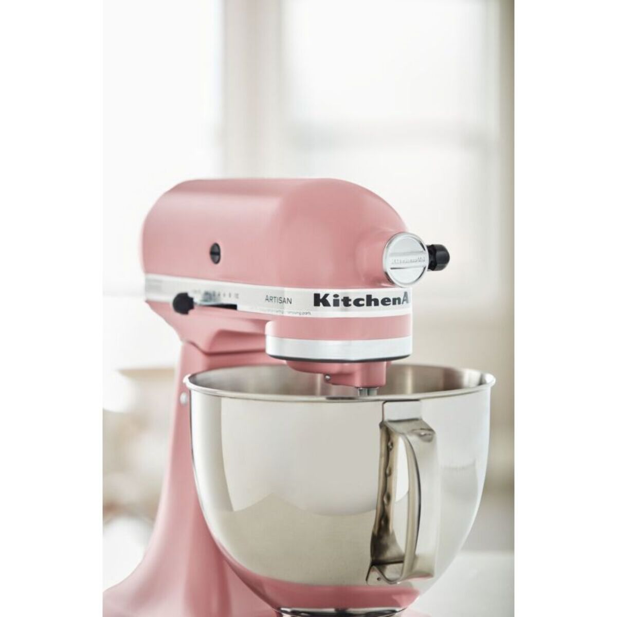 Robot pâtissier KITCHENAID 5KSM175PSEDR rose poudré, 4,8 L, bol avec poignée + bol 3 L, batteur souple et couvercle