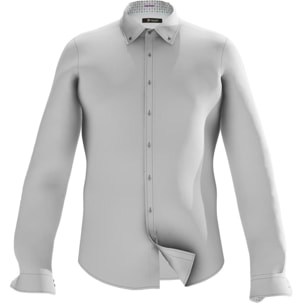 Camicia Uomo 1 Bottoni Button Down Slim Armaturato Unito Bianco