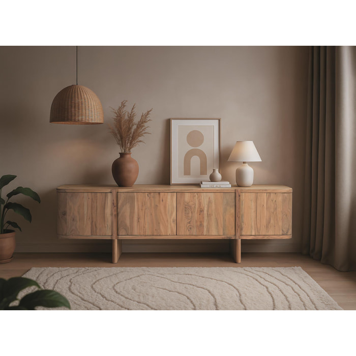 Mueble TV de Madera de Acacia 170 Cm Estilo Rústico Moderno