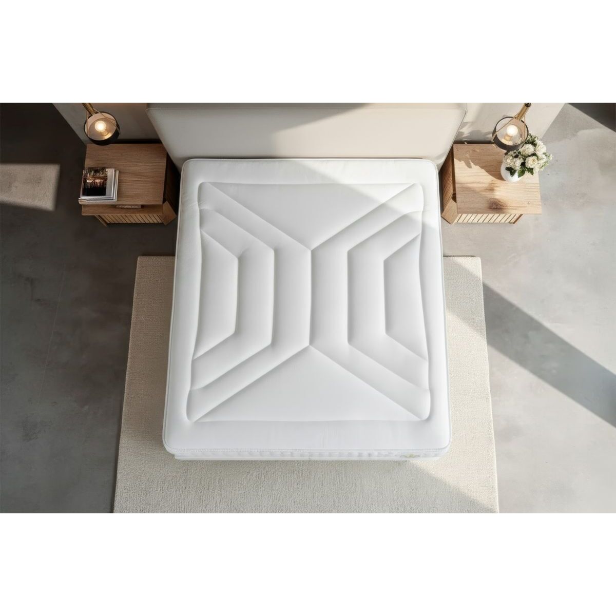 Ensemble Matelas Vingt-Quatre PLUS - 24cm - Ressorts ensachés et mémoire de forme - Confort hôtelier - Sommier kit Gris