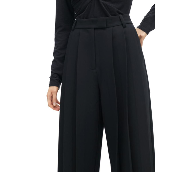 Pantaloni a gamba larga a pieghe