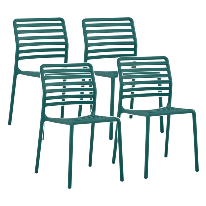 Set da 4 sedie da giardino in polipropilene verde petrolio – Lagos