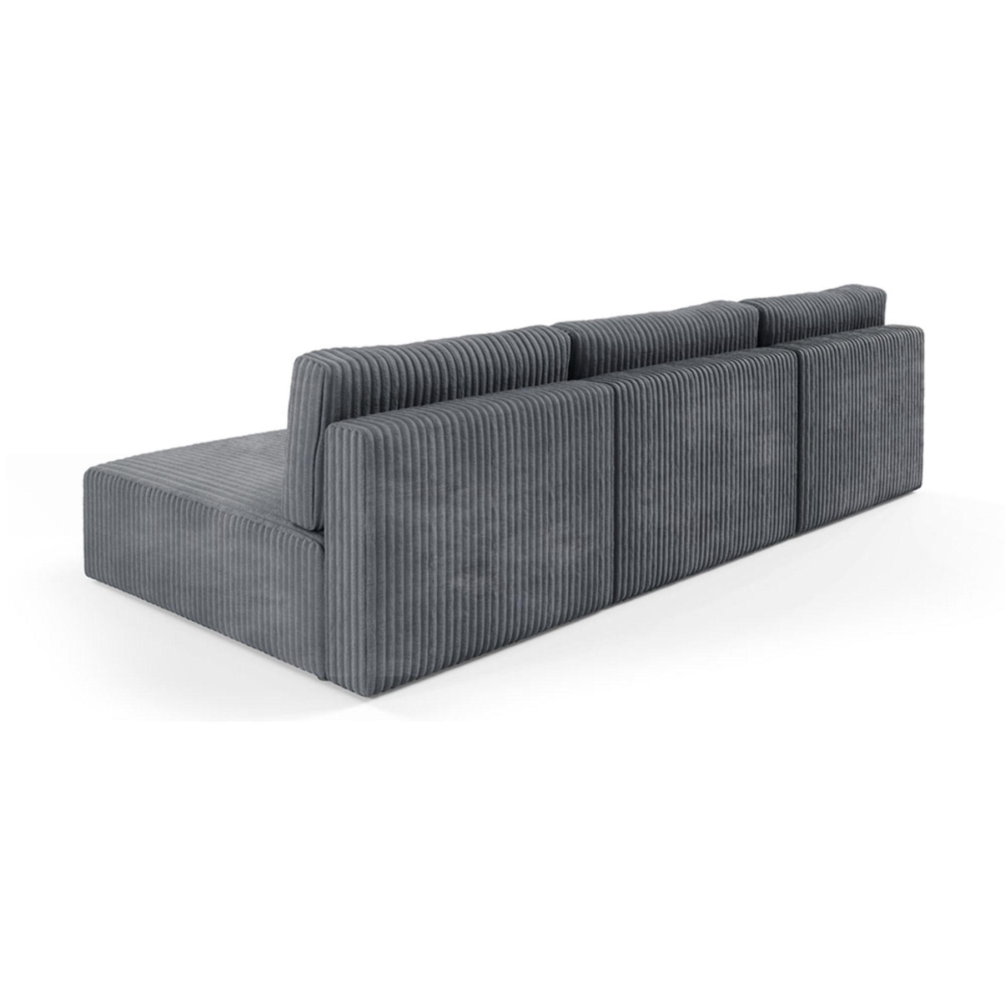 ELIOR - Canapé panoramique convertible 5 places en côtelé gris