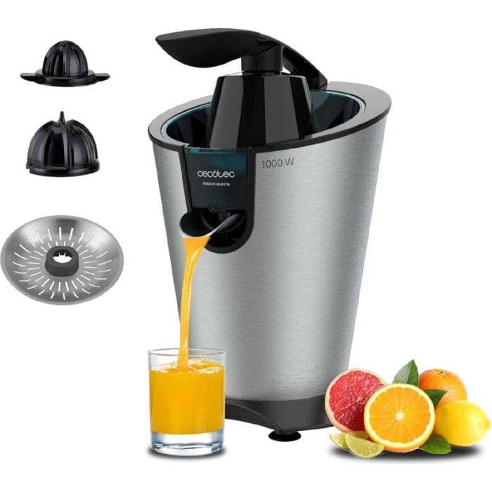 Cecotec Spremiagrumi elettrico a braccio EssentialVita PowerFresh 1000 Inox