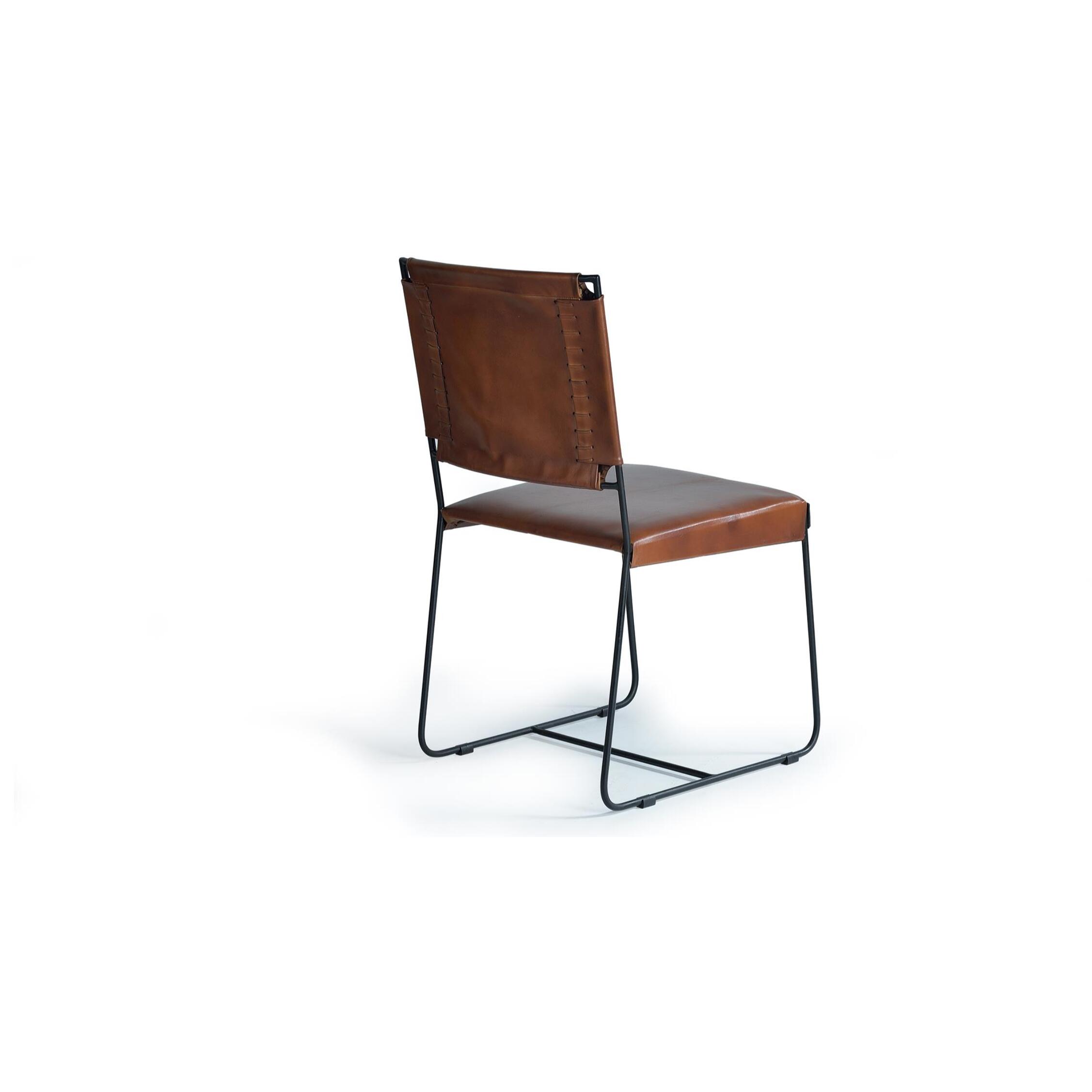 Set de 2 sillas tapizadas - metal y piel de vacuno - 90x46x60cm