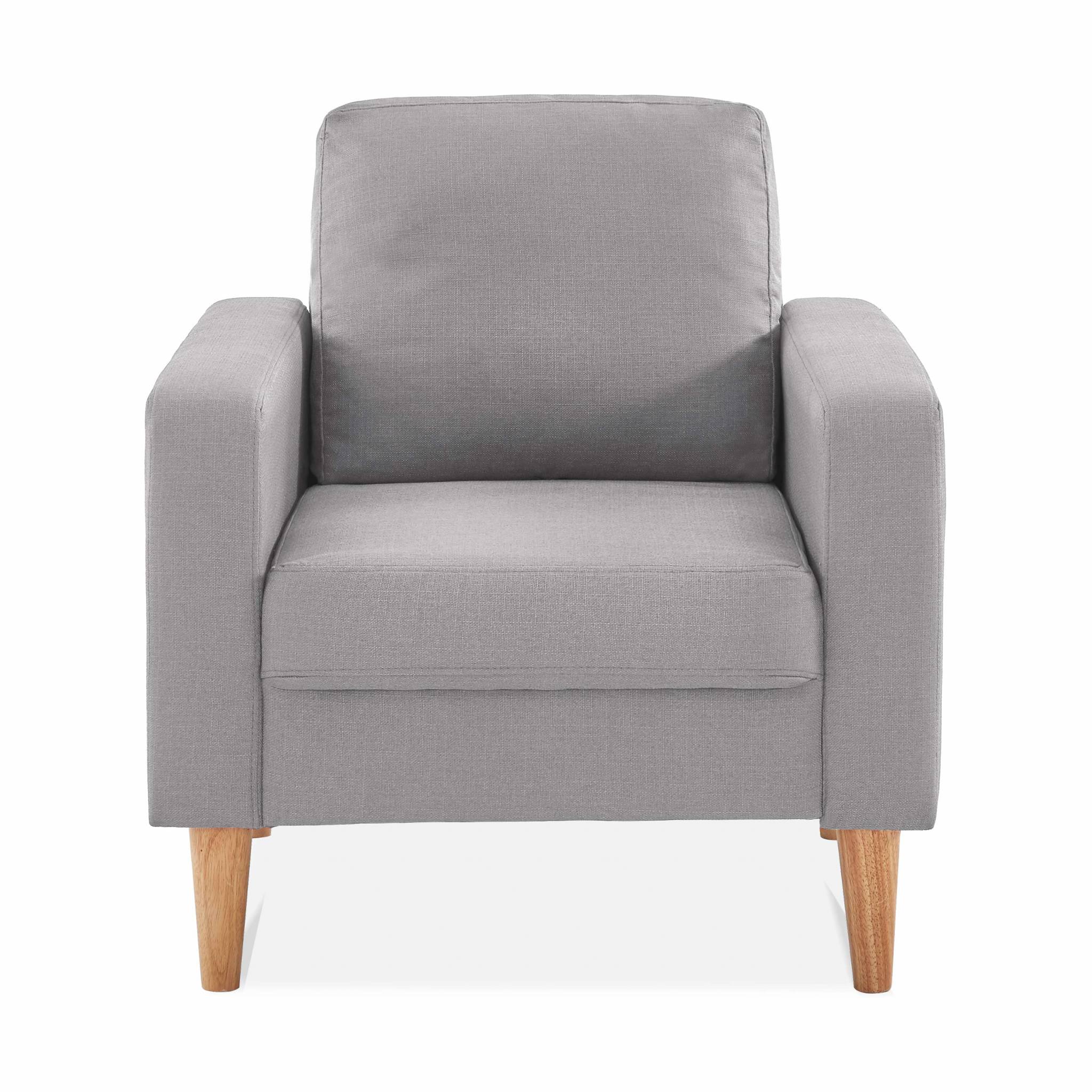 Fauteuil scandinave bois d'hévéa tissu BJORN
