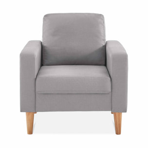 Fauteuil scandinave bois d'hévéa tissu BJORN
