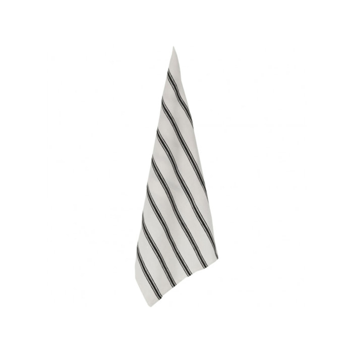 Lot de 3 torchons en lin et coton blanc et noir - PASSO 301