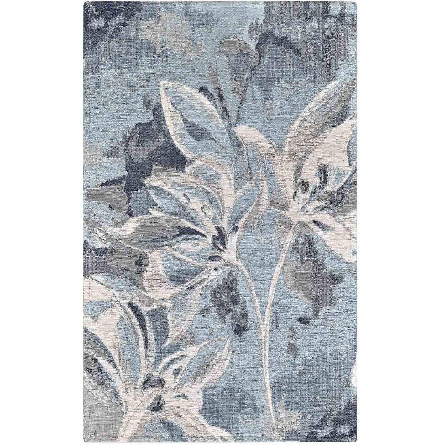 Tappeto Arredo Disegno Floreale Azzurro