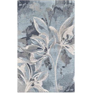 Tappeto Arredo Disegno Floreale Azzurro