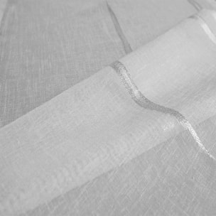 Voilage en étamine à rayures colorées - Blanc